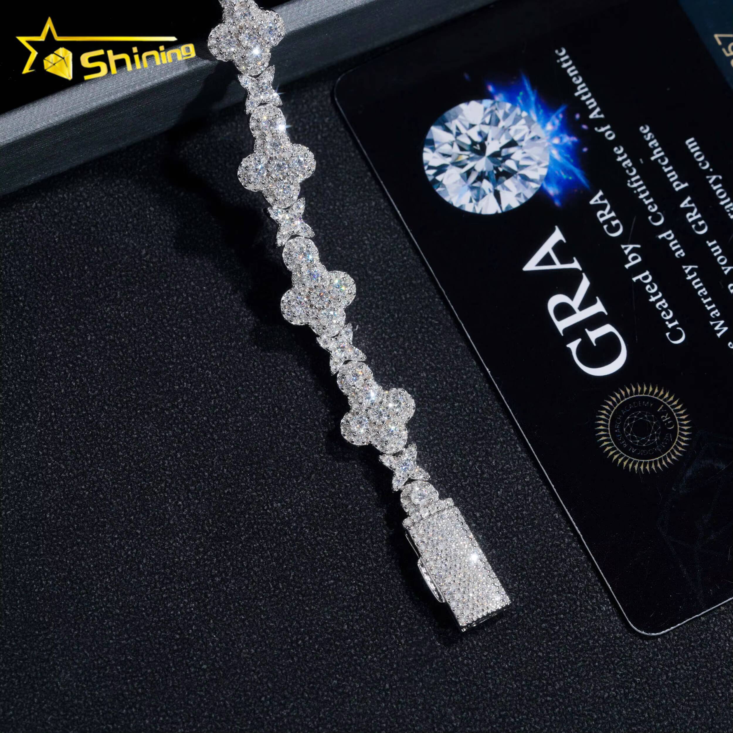 New Arrivals Cross Iced Out Bracelet 925 Sterling Silver Chain Pass Diamond Tester GRA Certified VVS Moissanite Tennis Necklace