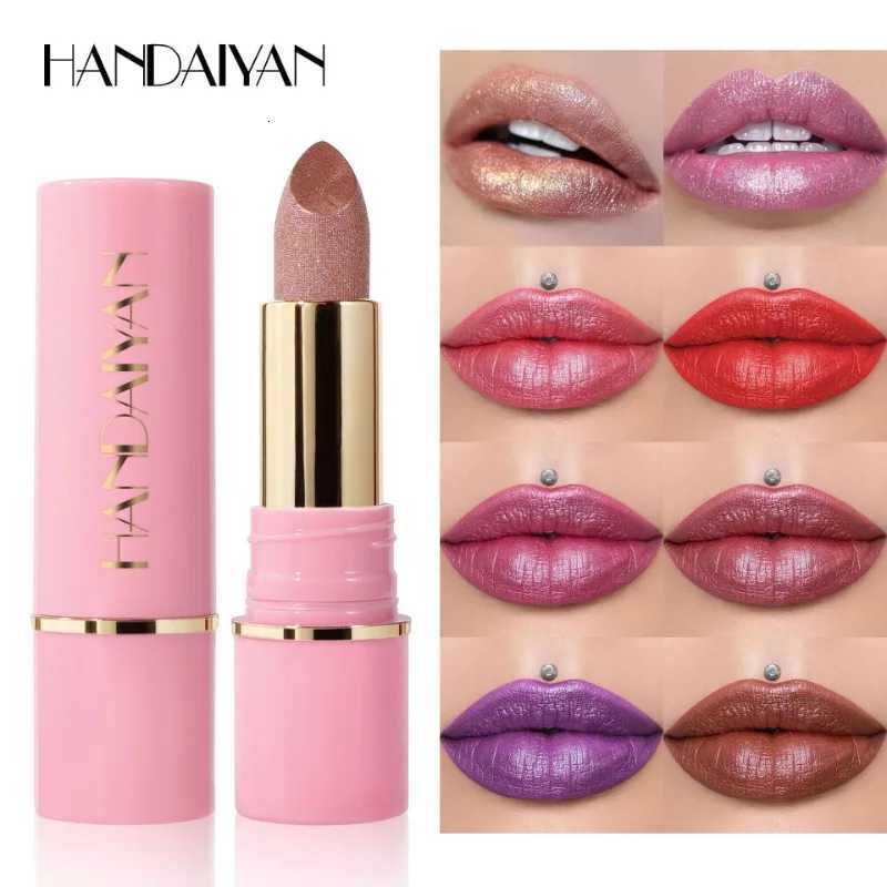 8Colors Glitter Lipstick Waterproof Lasting Diamond Pearlescent Metallic Gloss Lipstick Purple Lipgloss Lips Makeup Cosmetics W251027