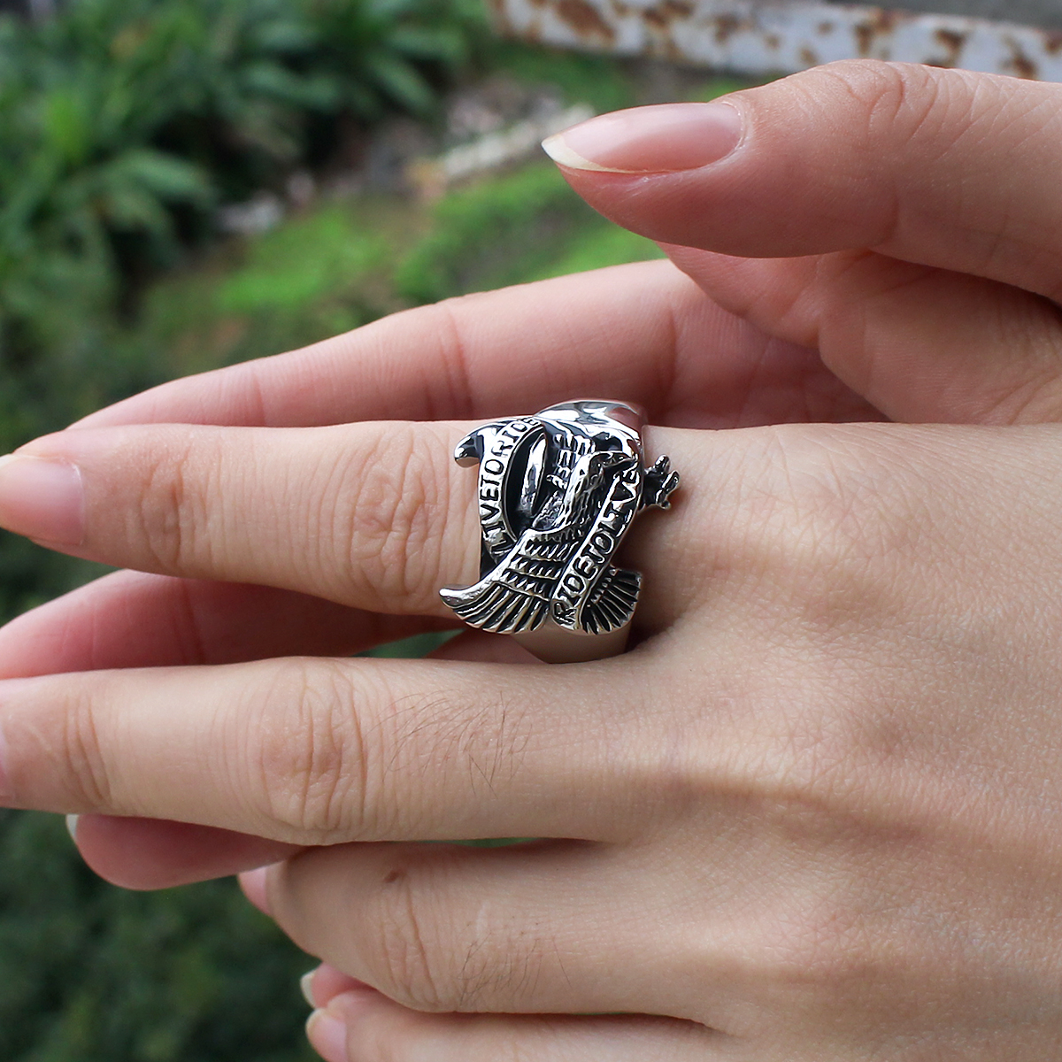 Vintage Retro Irregular Shaped Eagle Belt Buckle Western Cowboy RIDE to LIVE Animal Decorative Logo Design Hip Hop Ring