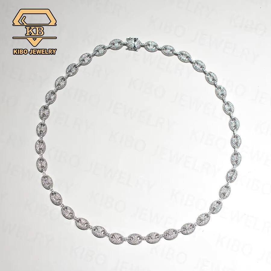 Hip Hop New Design Cuban Link Vvs Iced Out Moissanite Diamond 8MM 925 Silver Pig Nose Chain Moissanite Cuban Chain Link