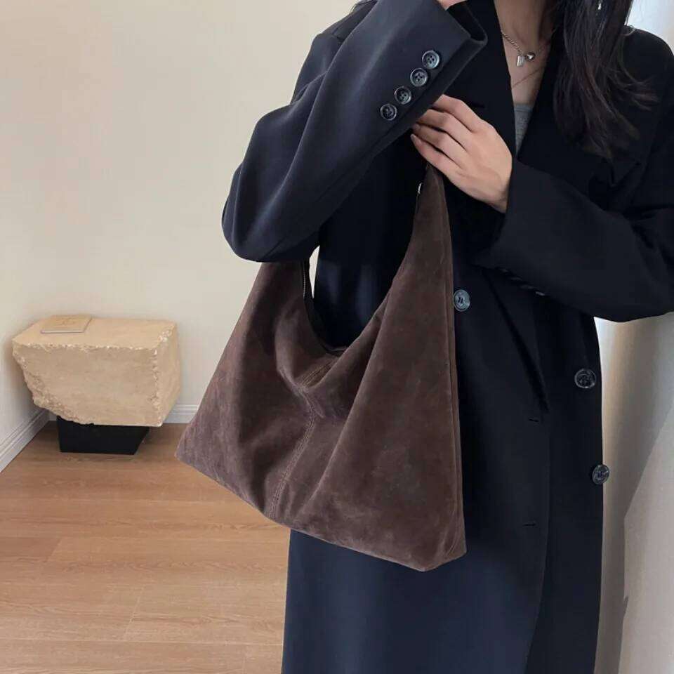 Designer Luxury Winter Soft Suede Leather Shoulder Hobos Handbags Women Bags Designer Underarm Commuter Travel Hand Bag Tote