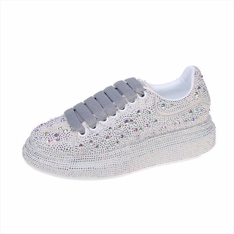Best Selling In Season New Casual Full Rhinestone Platform Sneakers Fashion Versatile Height Increasing Women Shoes Size 35 42 Colorful Black White Fr