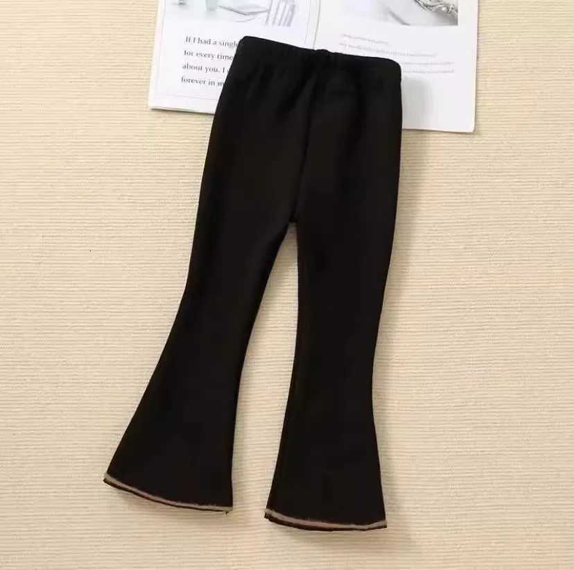 Girls Winter Flared Pants Fleece Lined Cute Bell Bottom Trousers Korean Style Fashionable Warm Leggings for Baby Toddler KidsT251027