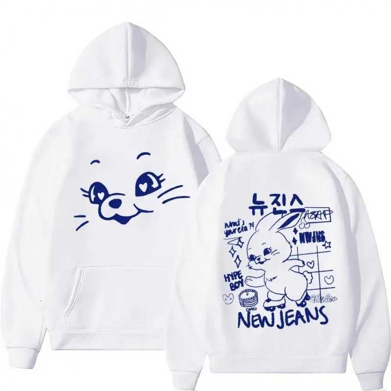 Japanese anime new jeans rabbit print new hoodie mens hooded sweatshirt Millennium Bug street fashion pullover clothing W251027