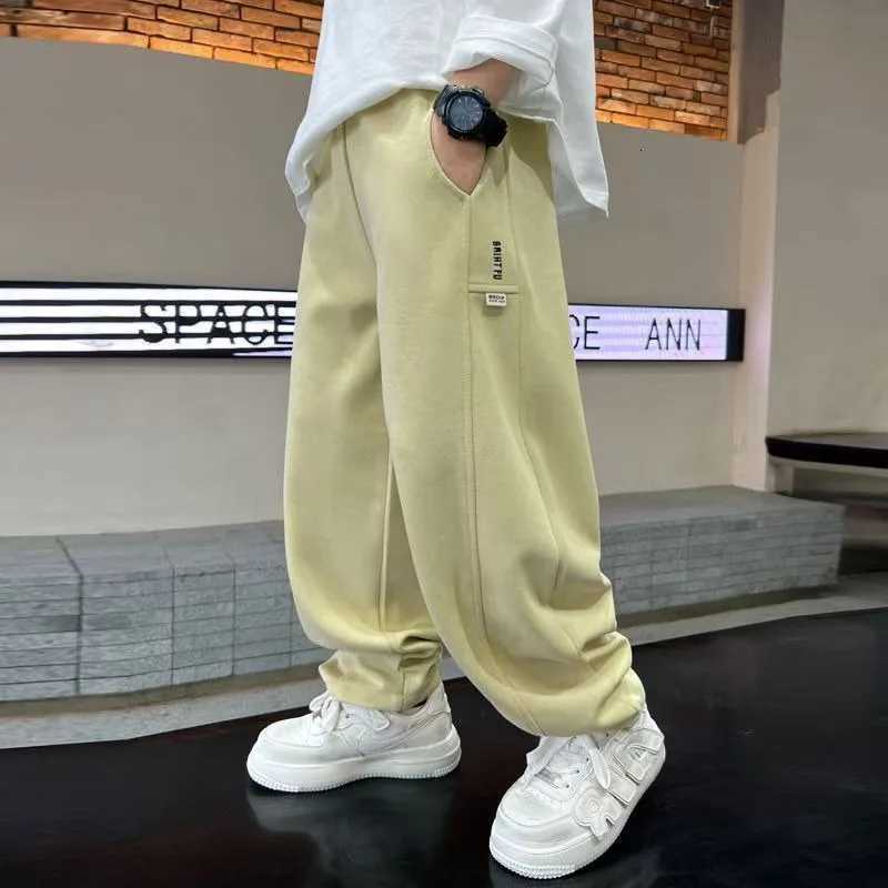 2025 New Boys Girls Sporty Sweatpants Tween Curved Cargo Casual Loose Comfortable Long Pants Straight Leg for KidsT251027