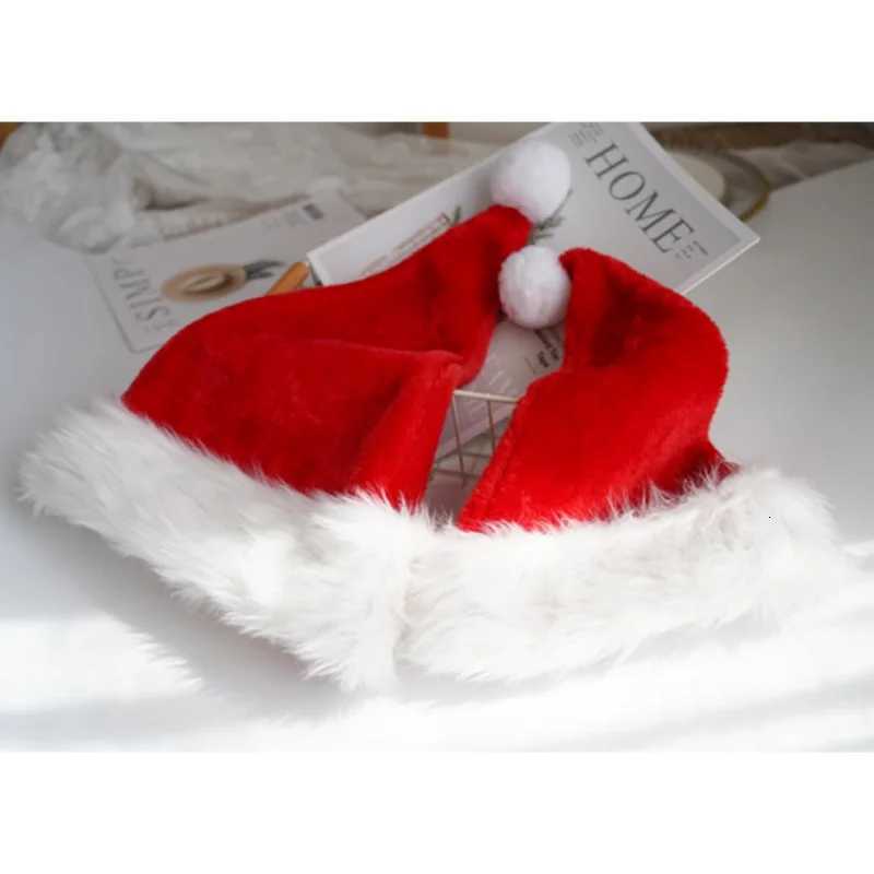 Christmas Hat Kids Plush Cap Long Fur Holiday Party Decoration Cute Winter Accessory for Children Festive Costume HeadwearW251027