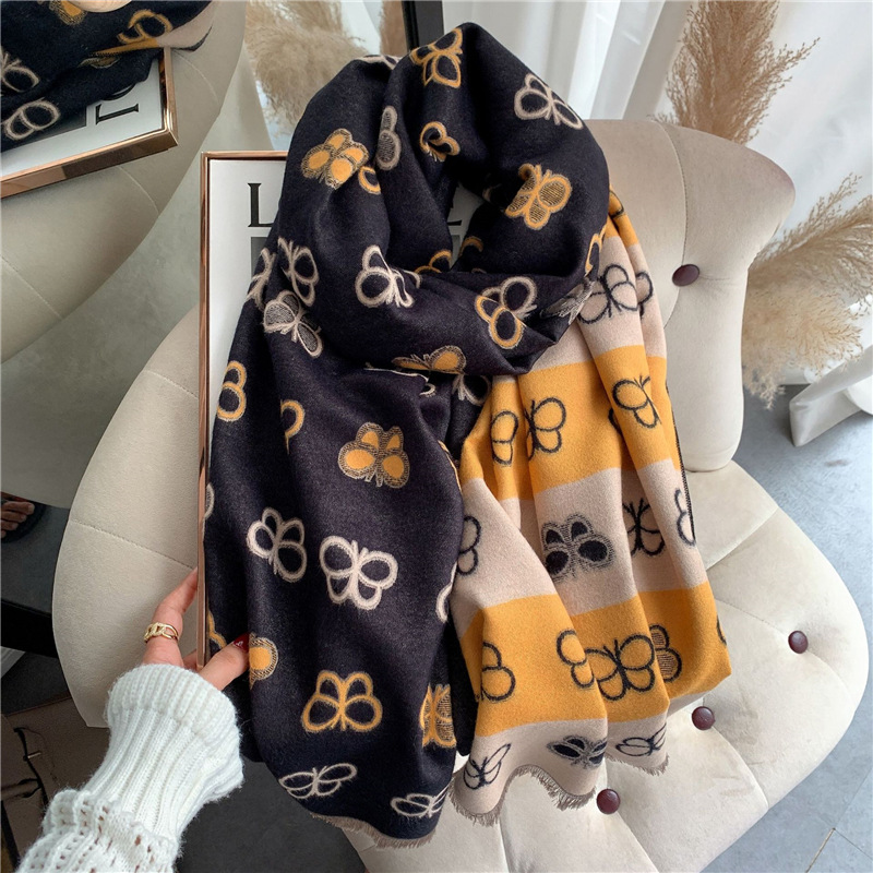 Free shipping Designer Scarves Autumn Winter New Double sided Scarf for Women Thickened Warm Fashionable Shawl Neck