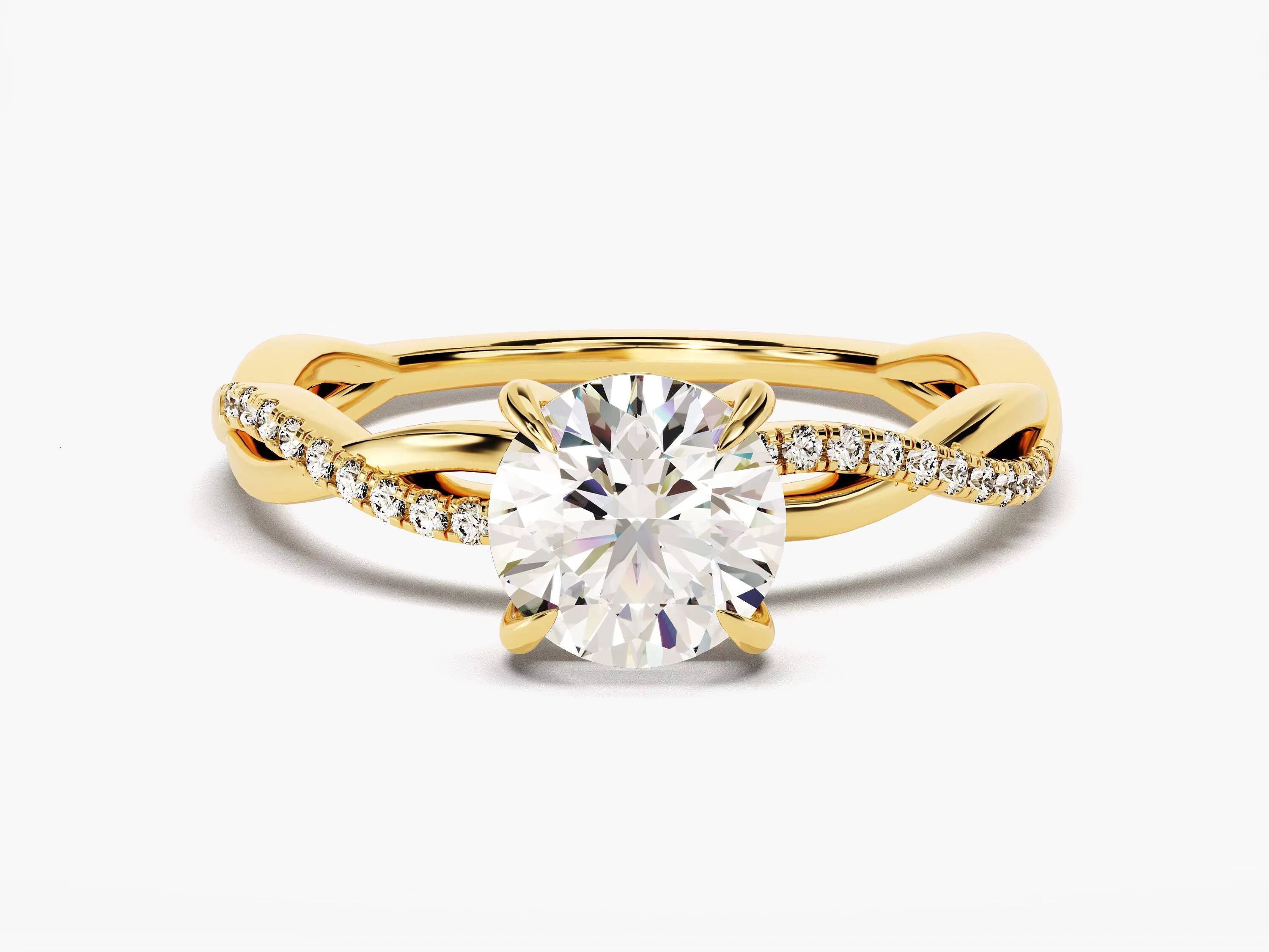 Twist Diamond Engagement Ring 14k 18K Solid Gold 1 CT Halo Diamond Engagement Ring Simple Promise Ring