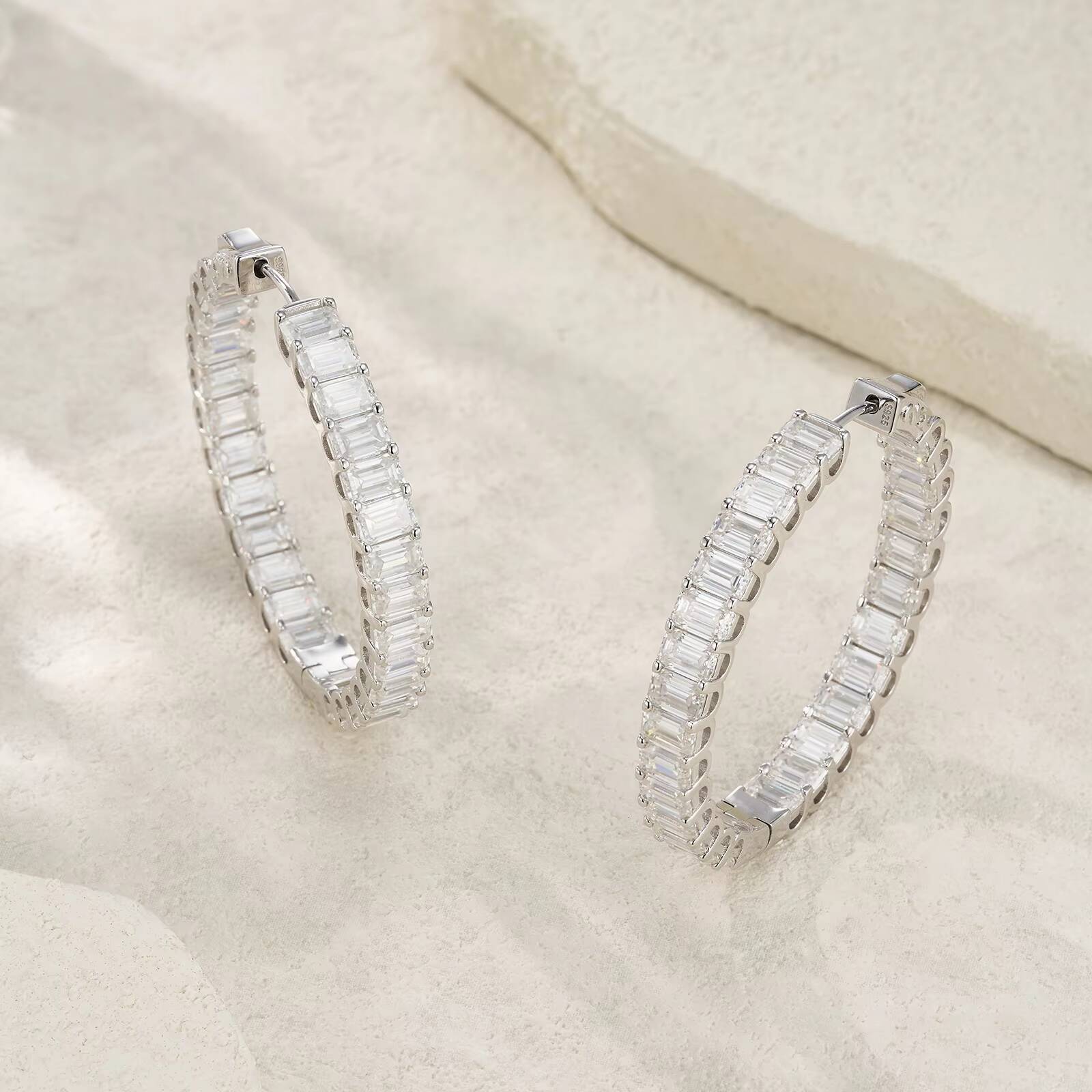 Hypoallergenic Factory Price Fine Jewelry Women Luxury Large Hoop Earrings 925 Sterling Silver Earrings Moissanite Earrings