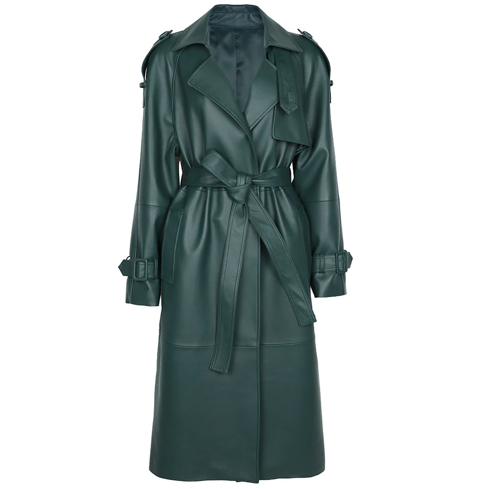 YOLOAgain High Quality Real Leather Trench Coat Women Genuine Jacket Windbreak Female 251027