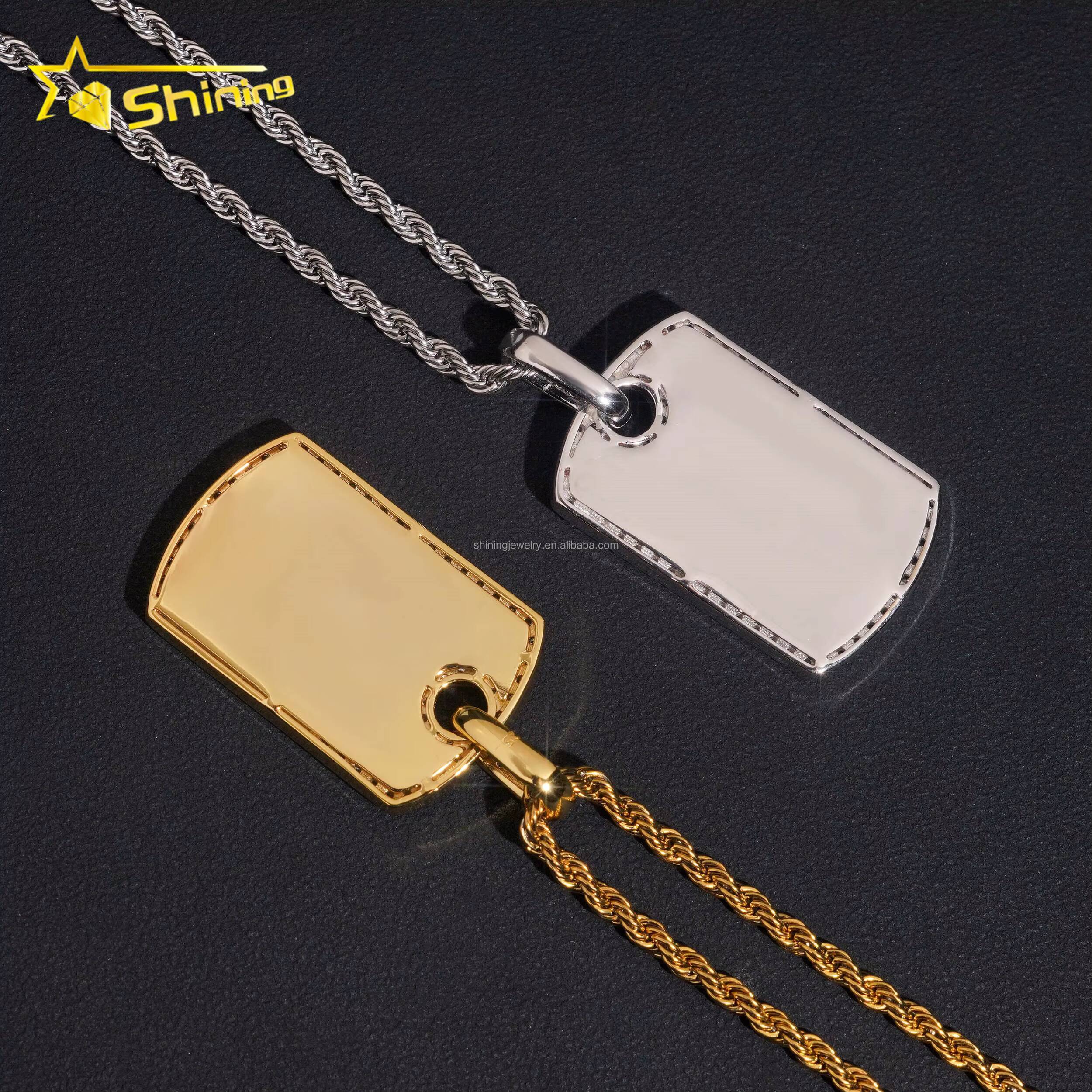 Rapper Popular Style Unisex Hot Selling RTS GRA Certified 925 Silver Gold Plated VVS1 Moissanite Diamond Dog Tag Pendant Gift