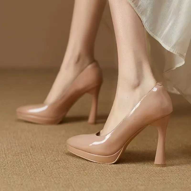 Spring and Autumn New Style Popular Waterproof Platform Slip Shoes Fiable Banquet Work Shoes Pointed Toe Thin HeelsXJ251027