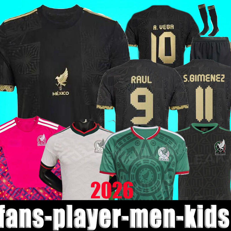3XL 4XL 2025 2026 Mexico home Soccer Jerseys Gold Cup all black 25 26 LOZANO DOS SANTOS H.LOZANO RAUL CHICHARITO Men Kids kits Football Shirts Uniforms
