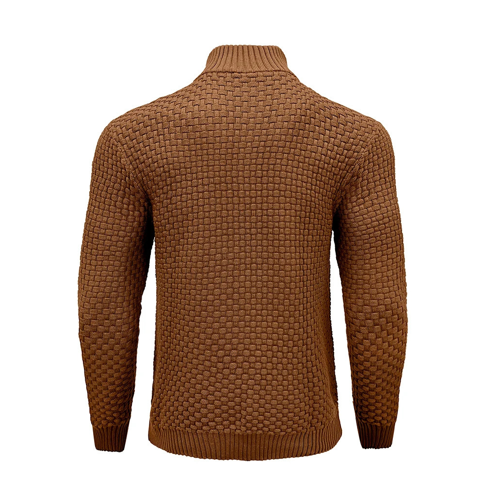 Mens Sweater Spring Outer Wear Quarter Zip Sweaters Polo Pullover Cable Knit Mock Neck Turtleneck Top US Size 251016