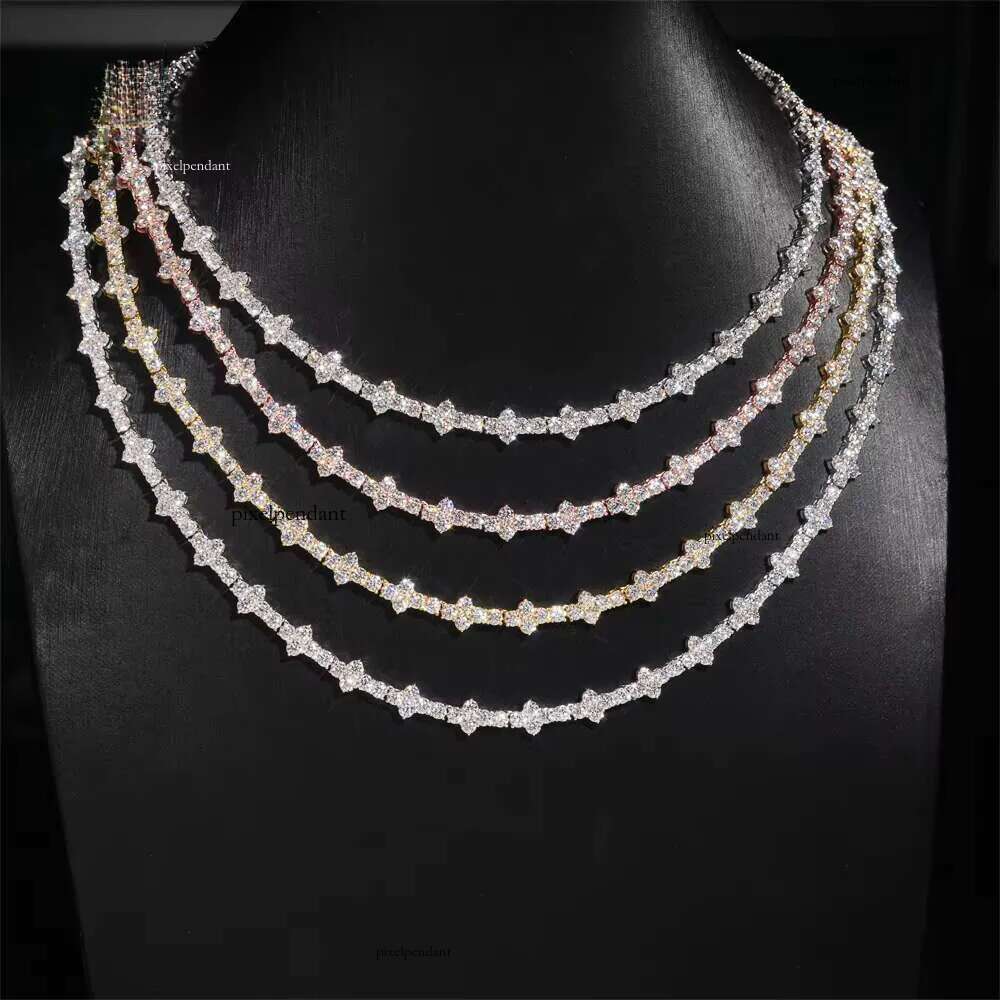 Wholesale Price Sterling Sier 3mm Hip Hop Jewelry Bracelet Necklace Iced Out VVS Moissanite Dia Cross Tennis Chain