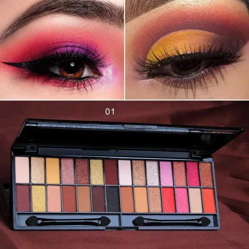 Matte Shimmer Eyeshadow Palette 28 Colors Waterproof Long Lasting Professional Makeup Kit With Dual Ended BrushXJ251027