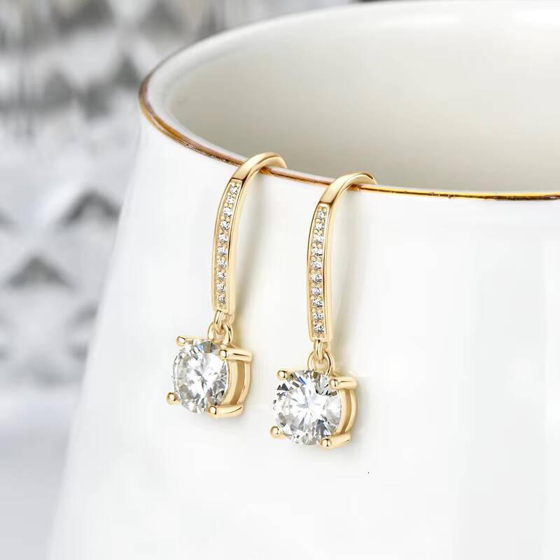 Wedding Engagement Party Jewelry Sparkling 925 Sterling Silver 65mm Moissanite Dangle Earrings for Women