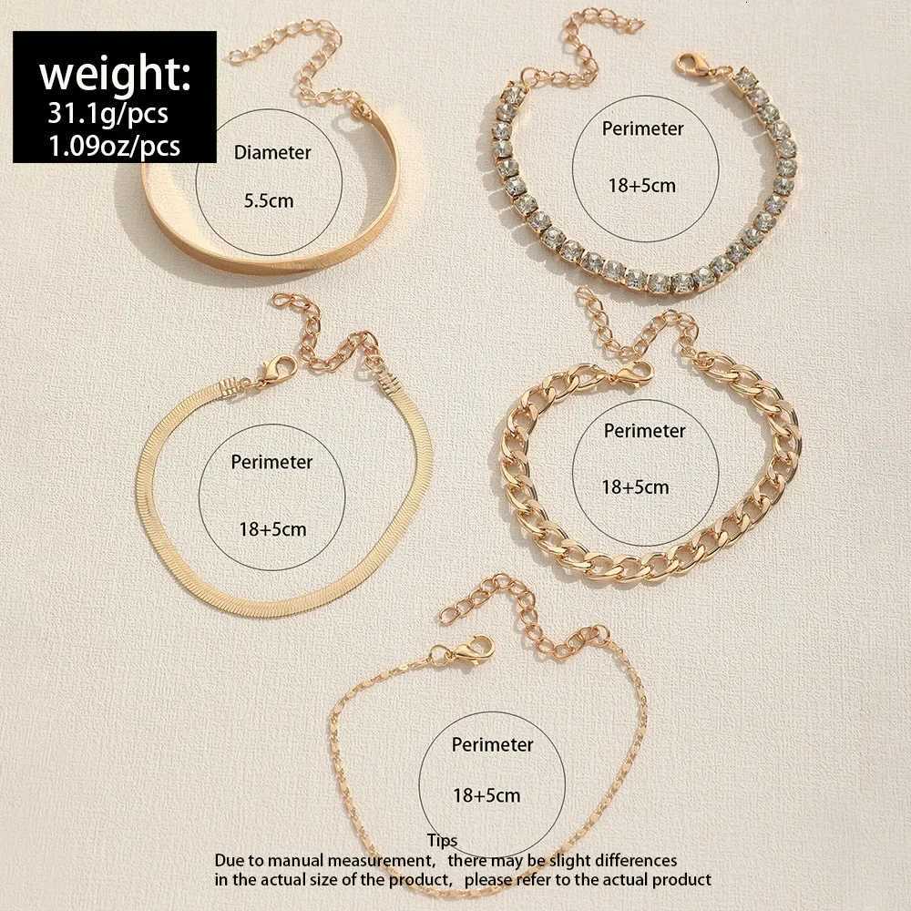 5pcsSet Vintage Gold Silver Color Simp Design Mtient Crystal Bracets Set for Wen Adjustab Bang Jewelry GIftW251027