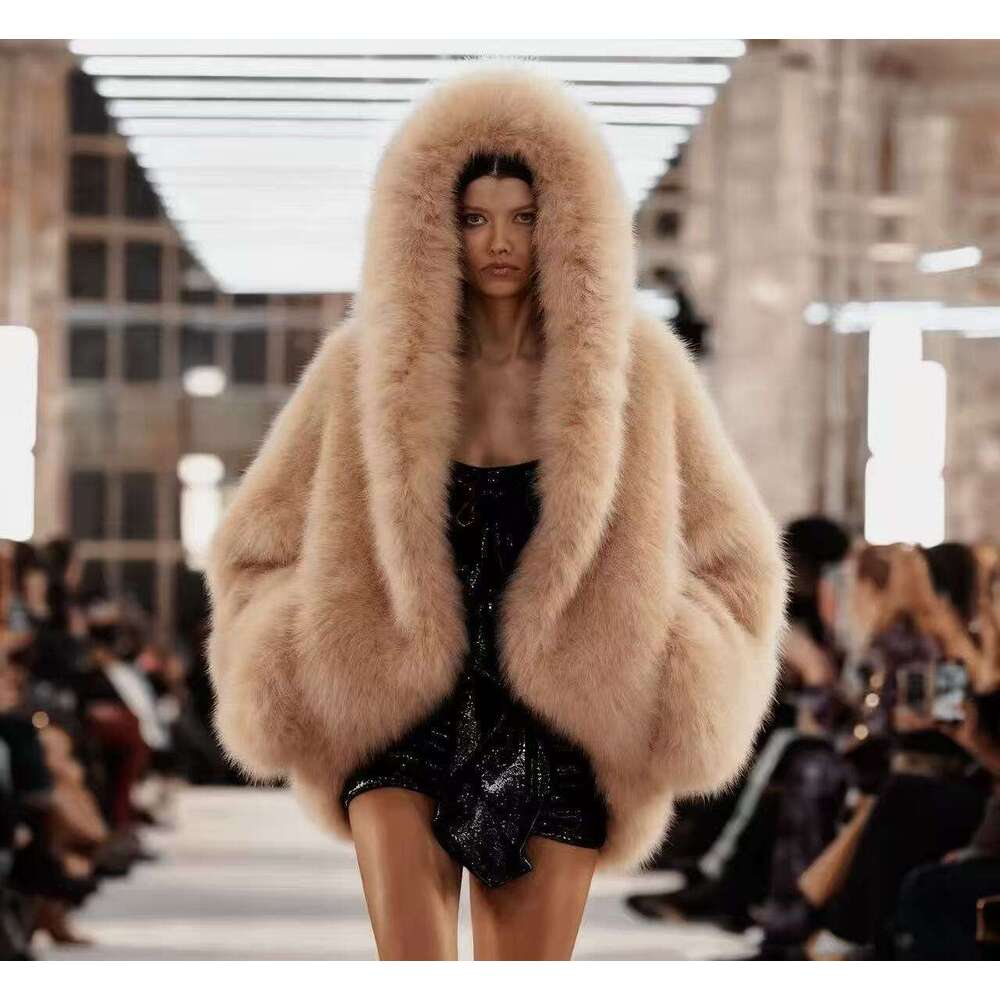 Style Faux EcoFriendly Fox New Street Fur Hooded for Women Korean Version HighEnd Fluffy Warm Coat