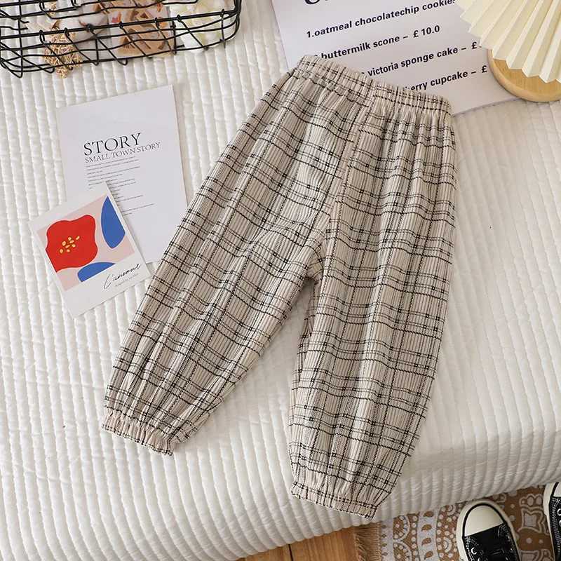 Autumn Kids Casual Trousers Brown Striped Plaid ElasticWaist Long Pants Korean Style Sweatpants For Baby Boys Girls 1 To 6 YrsT251027