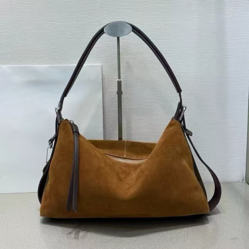 Real Suede Leather Hobo Women Vintage Shoulder Bags Quality Purses And Handbags Underarm Bag 2025 New Fashion Girl Casual Totes 3430