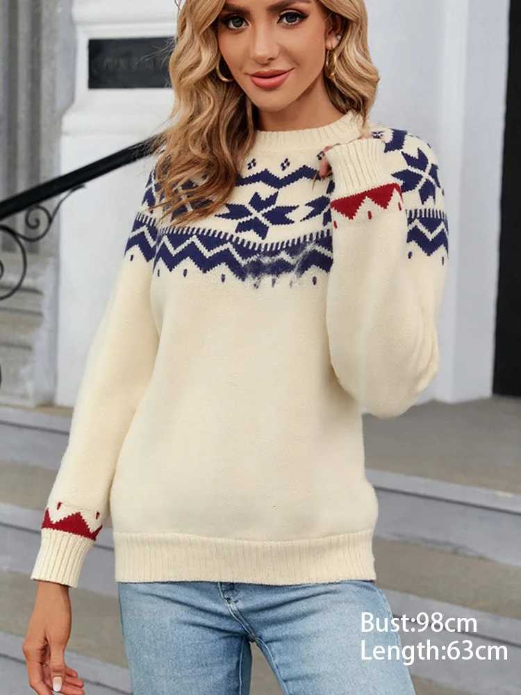 New Autumn Winter Printing Pullovers Knitted Sweater Women Casual Loose Long Sleeve Womens Sweaters Fashion Winter ClothesT251027