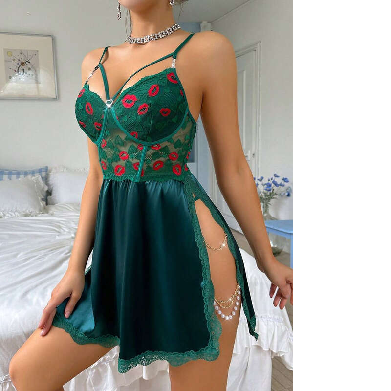 Lace Sexy Lingerie Foreign Trade European And American Lace Lingerie Women S Suit Pure Temptation Sexy See Through Pamas Nightdress Suspend