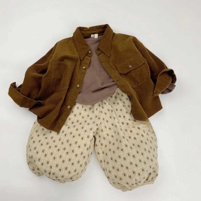 Girls Pants 2025 Autumn New Collection Forest Style Small Floral Lantern Pants with Drawstring Cuffs Stylish PantsT251027