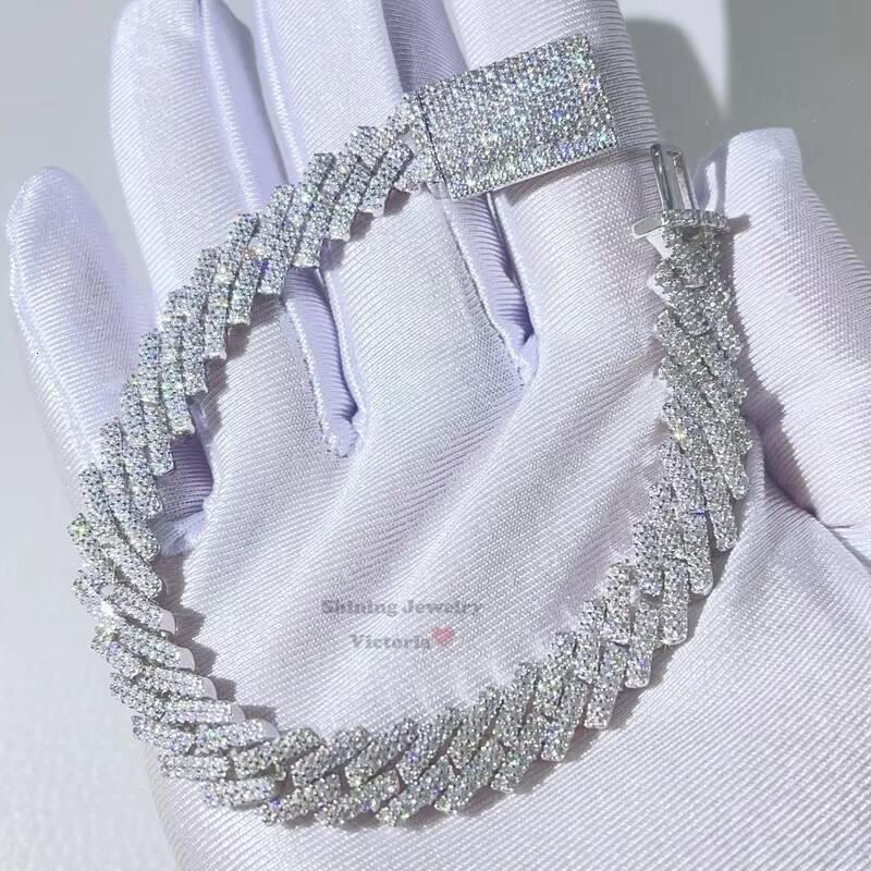 Gra Certificated Pass Diamond Tester Iced Out Hip Hop 10mm Vvs Moissanite Cuban Necklace