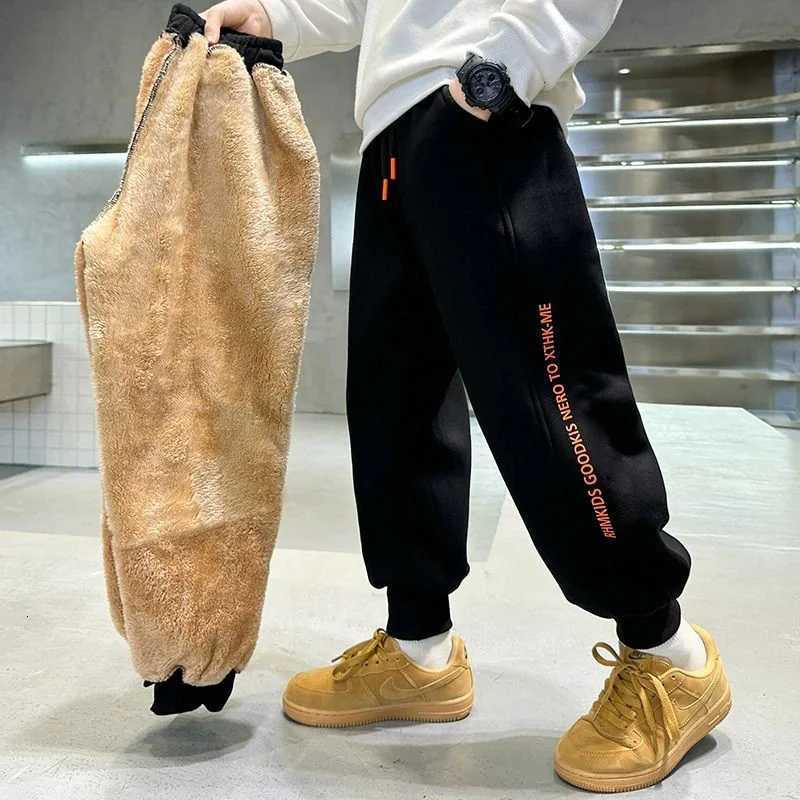Boys Lambswool Thick Pants Teenager Padded Plush Velvet Sports Trousers Kids Warm Snow Clothing Children Winter Cotton PantsT251027