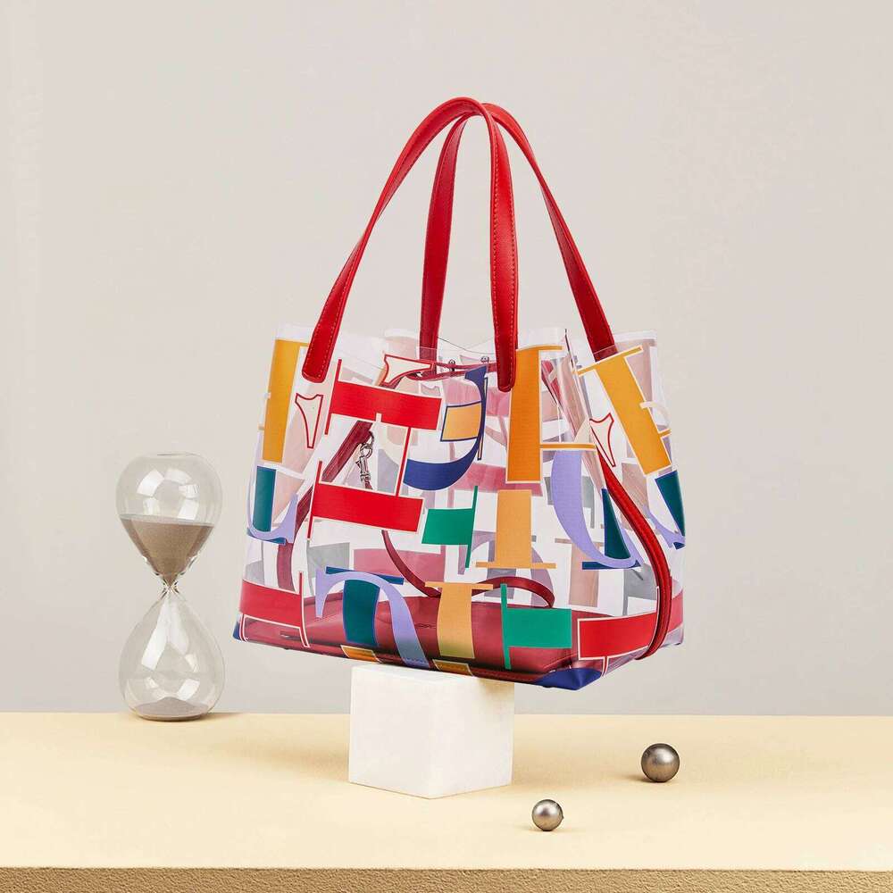 Large Capacity Commuter Business Office Shoulder Bag Classic Transparent Color New 2024 Women's Handbag