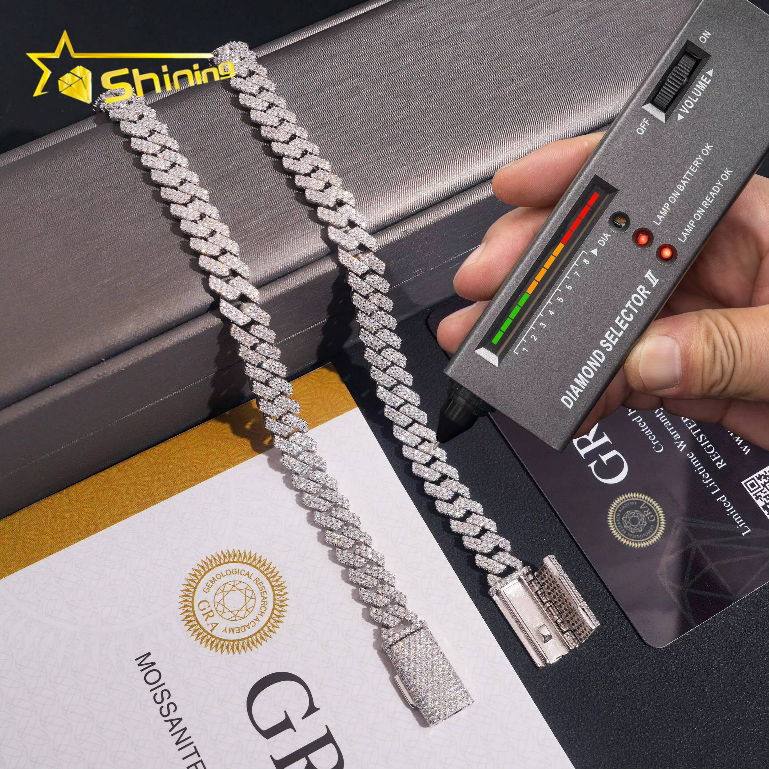 USA Local Stock 925 Silver 8mm VVS Moissanite Cuban Bracelet Hip Hop Jewelry Men Women Iced Out Moissanite Bracelet