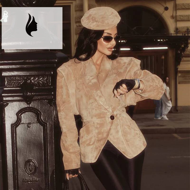 winter jacket women Fashion Dark Color Suede Fabric Stand Up Collar Jacket Women Causal Waist Cinched Broad Shoulder Coat Autumn High Street Outwear