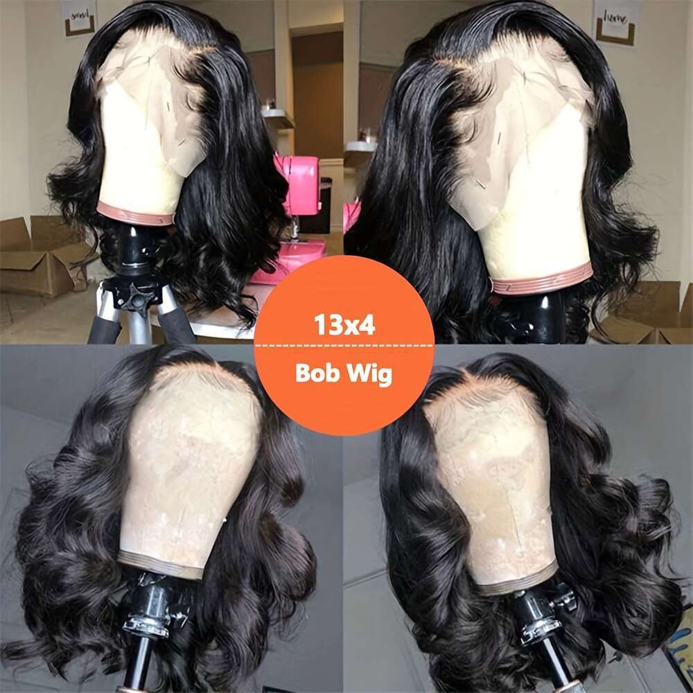 13X4 Lace Front Pre Plucked Glueless Short Bob Wigs Brazilian Body Wave Wear And Go Human Hair Wig