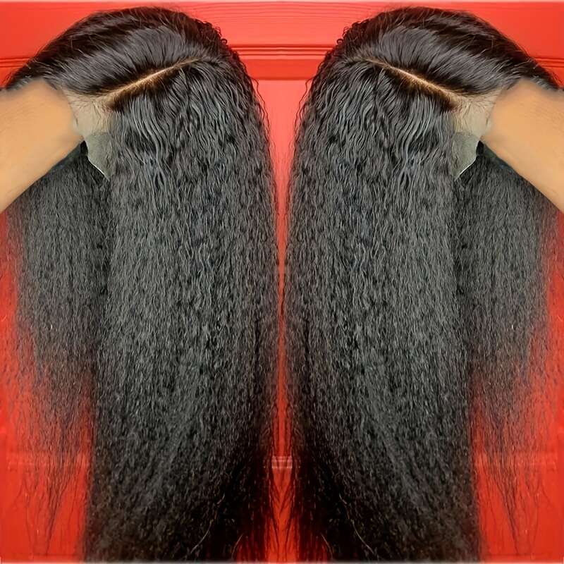 250% Density 5*5 Ready To Go Boy Deep Wave Beginners Kinky Front No Glue Lace Yaki Straight Human Hair Wigs Plucked For Women, Glueless Pre Cut Elegan