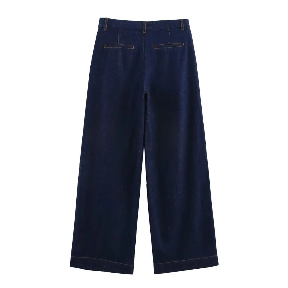 2025 Women Denim Set Loose Fit Button Down Shirt With Wide Leg Pants Fashionable Casual Wear for Women 251013