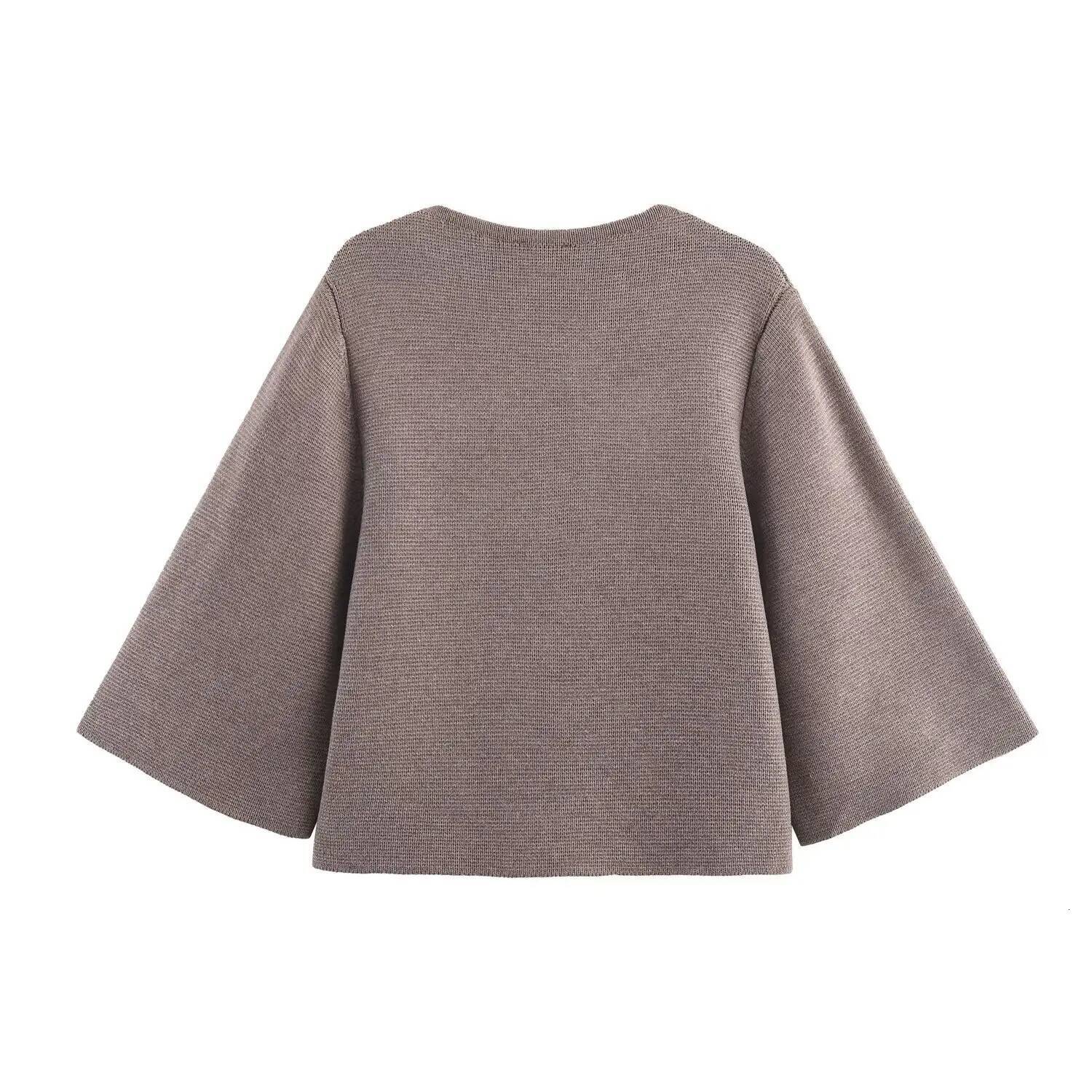 winter jacket women Tidalyf Women Short Knit Cardigan Fabric Covered Buttons Round Neck Loose Fit Elegant Chic Casual Autumn Sweater