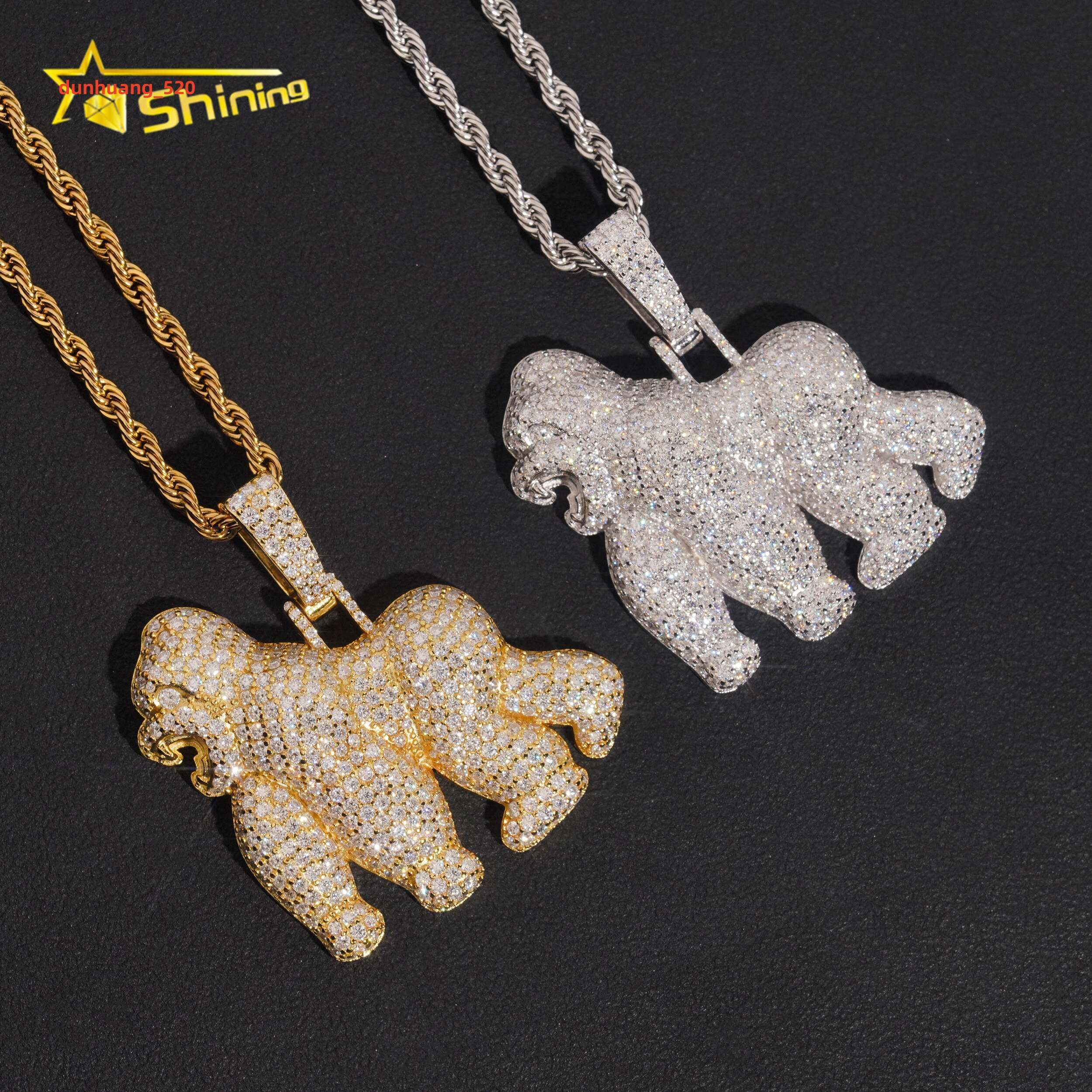 Iced Out Animal Moissanite Charm 925 Sterling Silver Gold Plated Pass Diamond Test Moissanite Pendant Hip Hop Jewelry