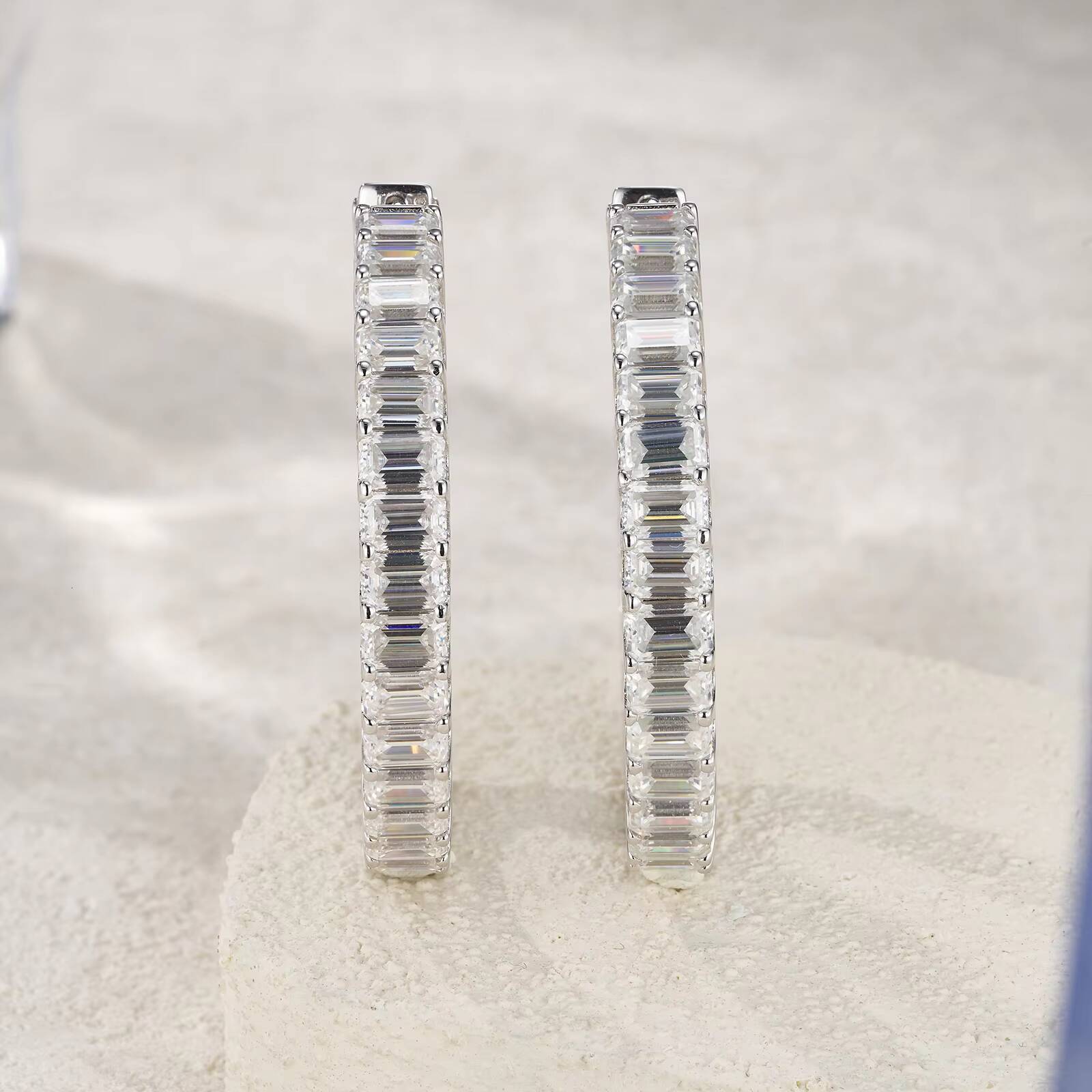 Hypoallergenic Factory Price Fine Jewelry Women Luxury Large Hoop Earrings 925 Sterling Silver Earrings Moissanite Earrings