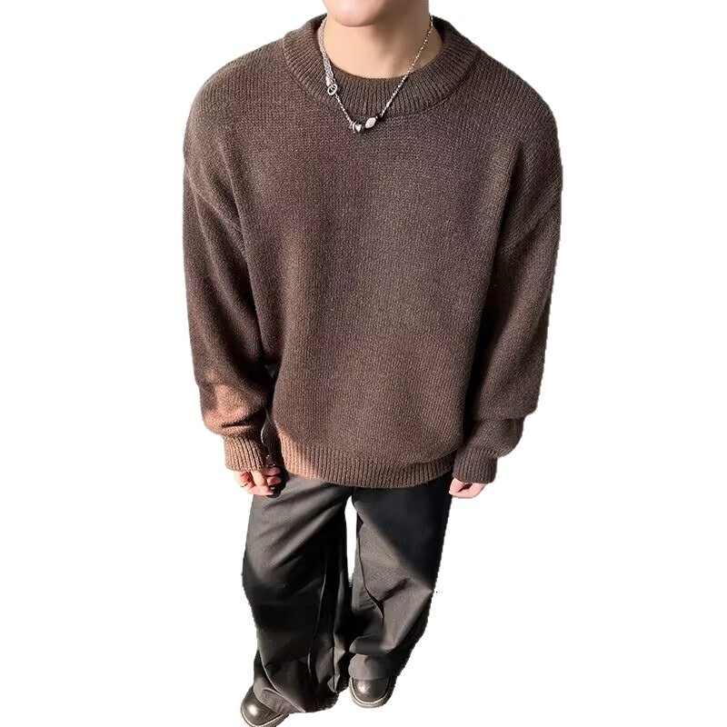 Round Neck Sweater Knitwear Men Autumn Designer Sweater Winter Lazy Style New Base Shirt Simple Men's Elegant Slim Fit Top Jacket