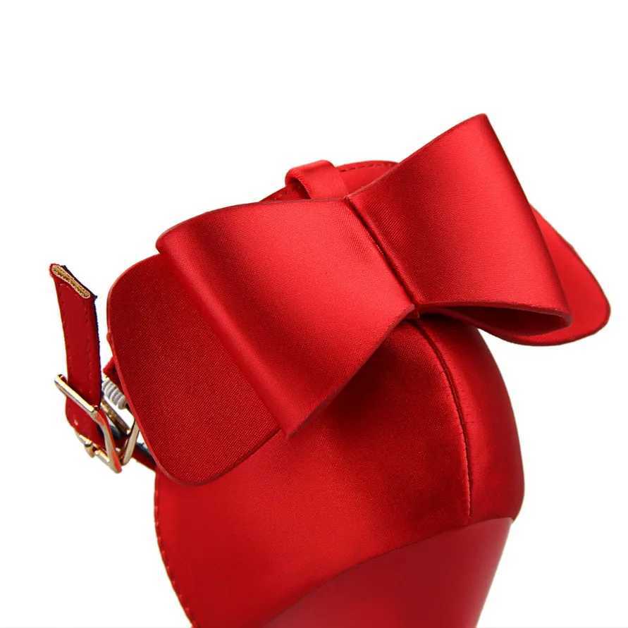BIGTREE Shoes Bowknot High Heels Women Shoes Satin Woman Pumps Sexy Wedding Shoes Stiletto Heels Hollow Woman Sandals Size 43XJ251027