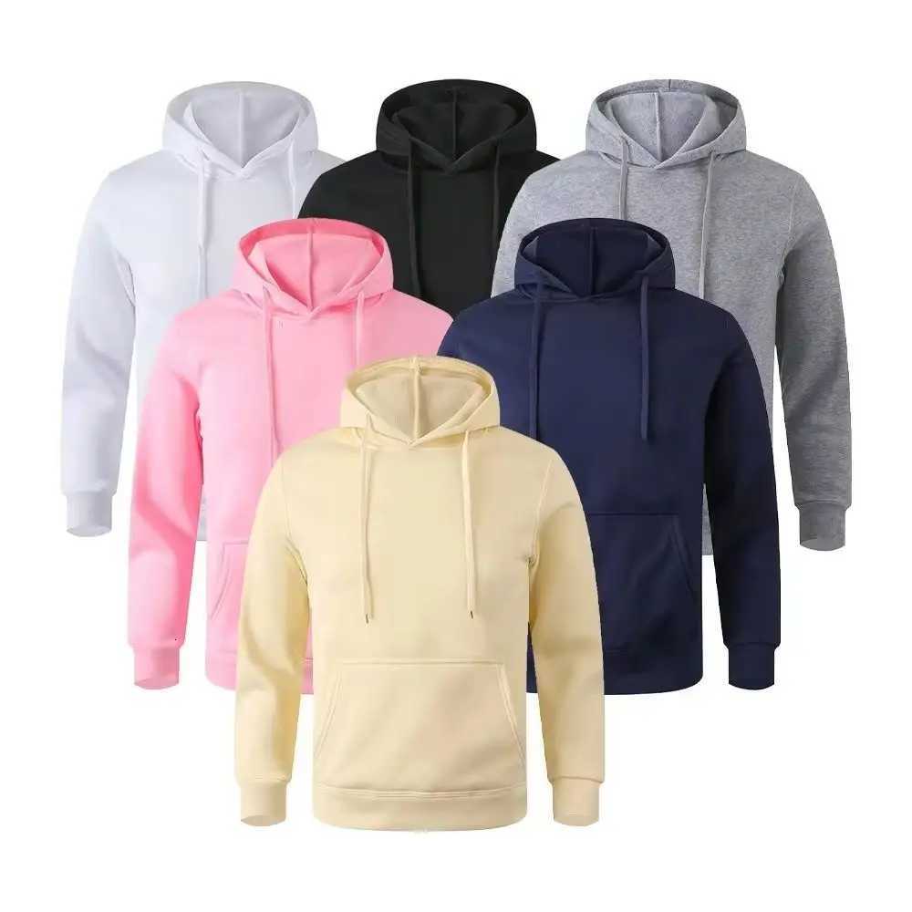 Mens and Womens Warm Sweatshirt Casual Solid Color Streetwear Pullovers Sport Fitness Pocket Hoodies Multi Color W251027