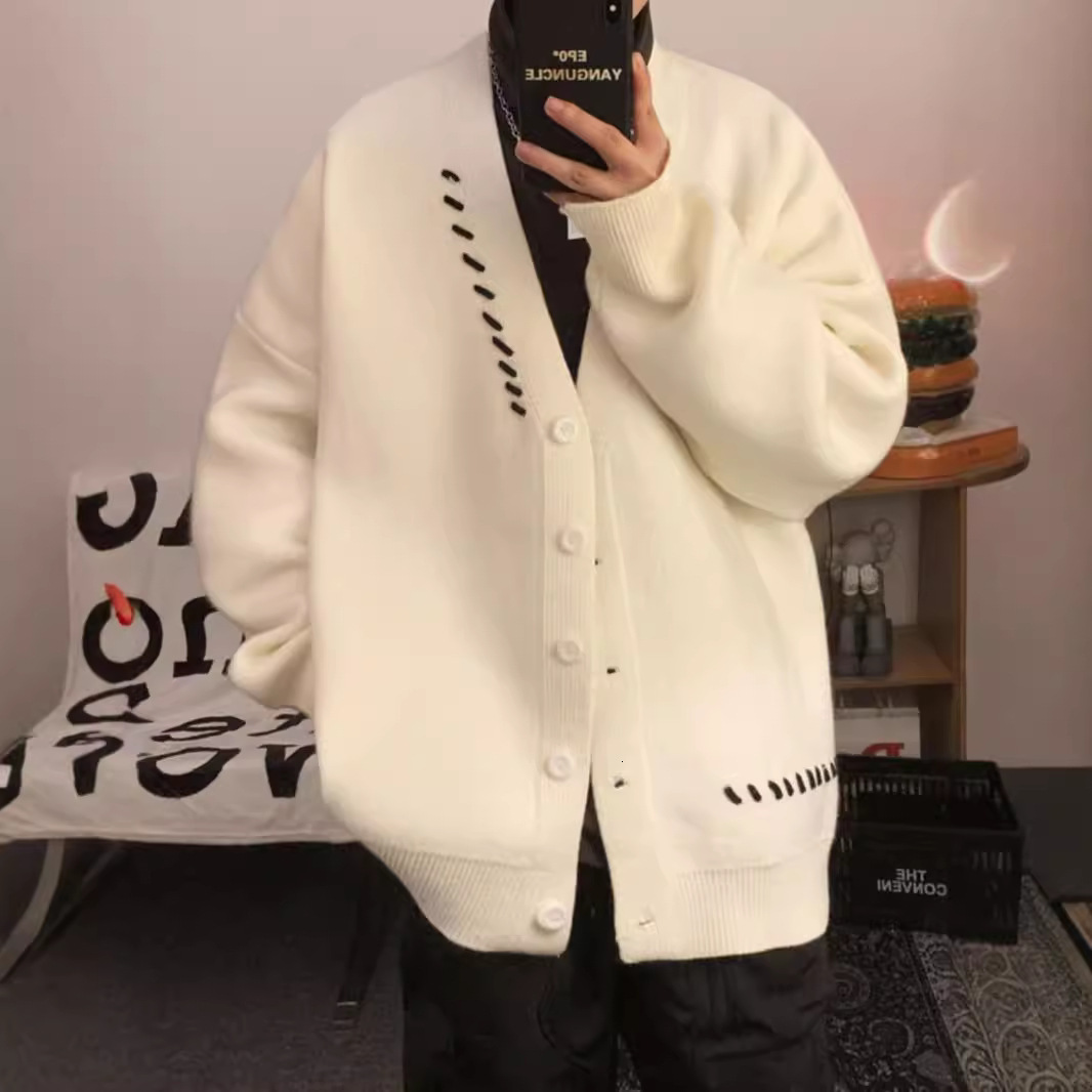 Men's Autumn Designer Sweater Cardigan Knitted Sweater Trendy Brand Cool High-end Feel Plus Size Lazy College Style Jacket