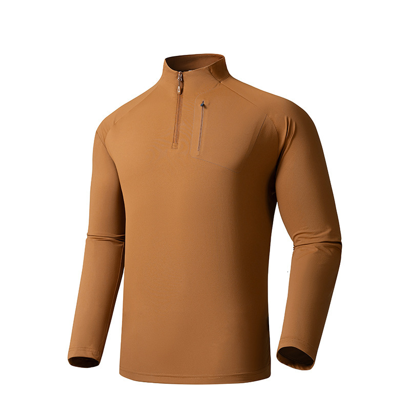 Quick-Dry Antibacterial Thin Half-Zip Sports Casual Cool Ice Silk Long Sleeve Business Men's T-Shirt