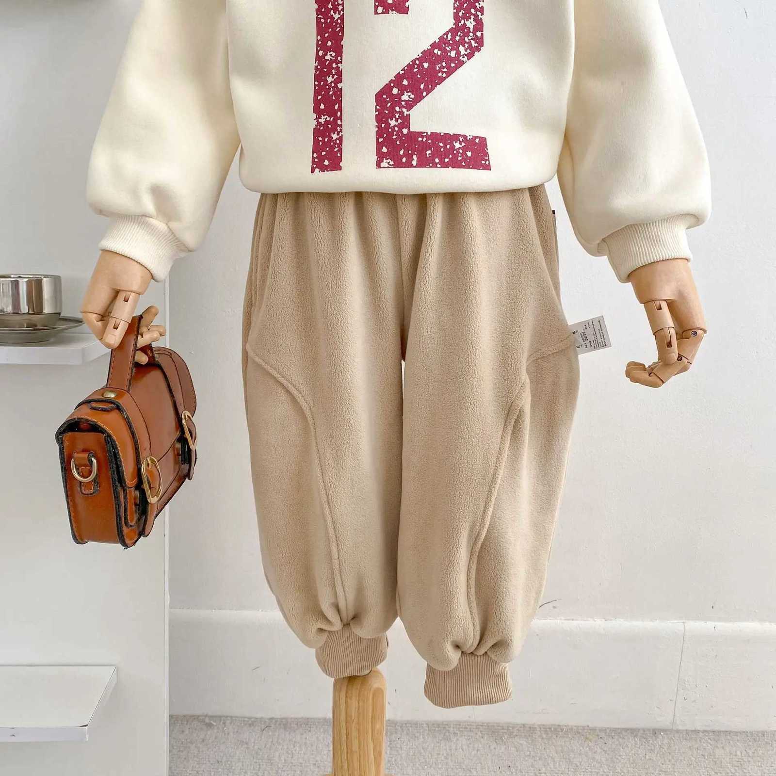 New autumn clothing for infants aged 36 stylish casual pants doublesided velvet casual pantsT251027