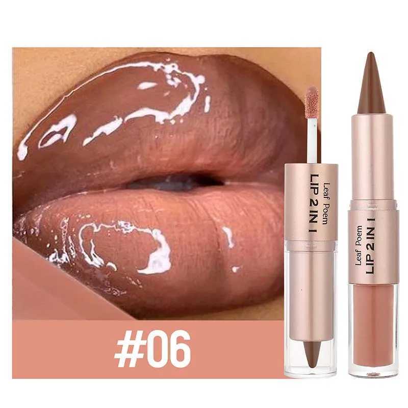 Brown Matte Lip Liner Lipstick Pencil Outlines Lip Contours 2in Mirror Glass Nude Brown Lip Gloss Makeup Waterproof Non Stick W251027