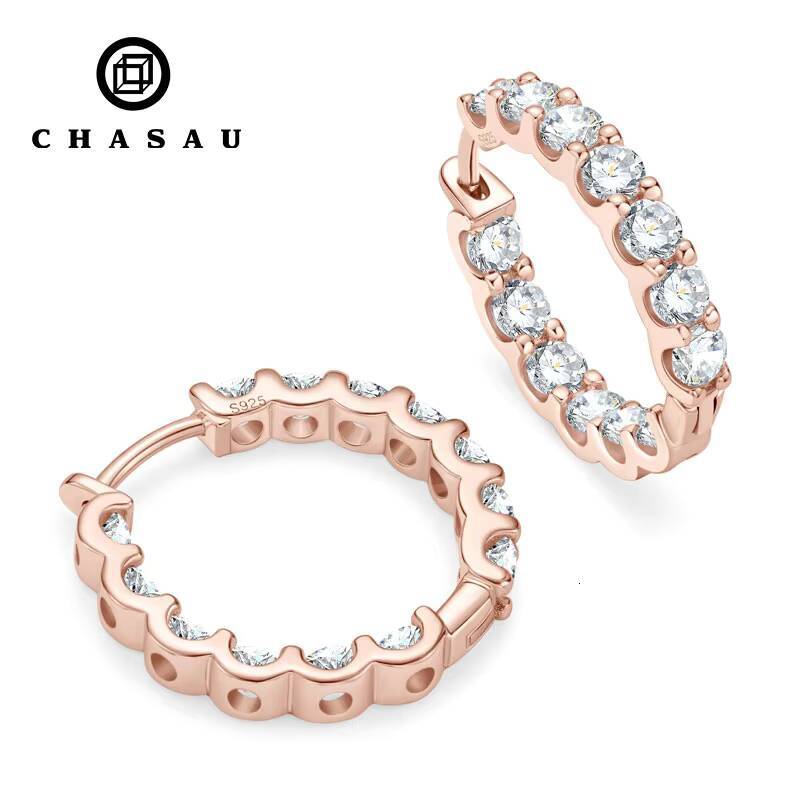 Best Selling Single Row Sterling Silver 925 3mm 01CT Moissanite Drop Inlaid Hoop Earrings for Women