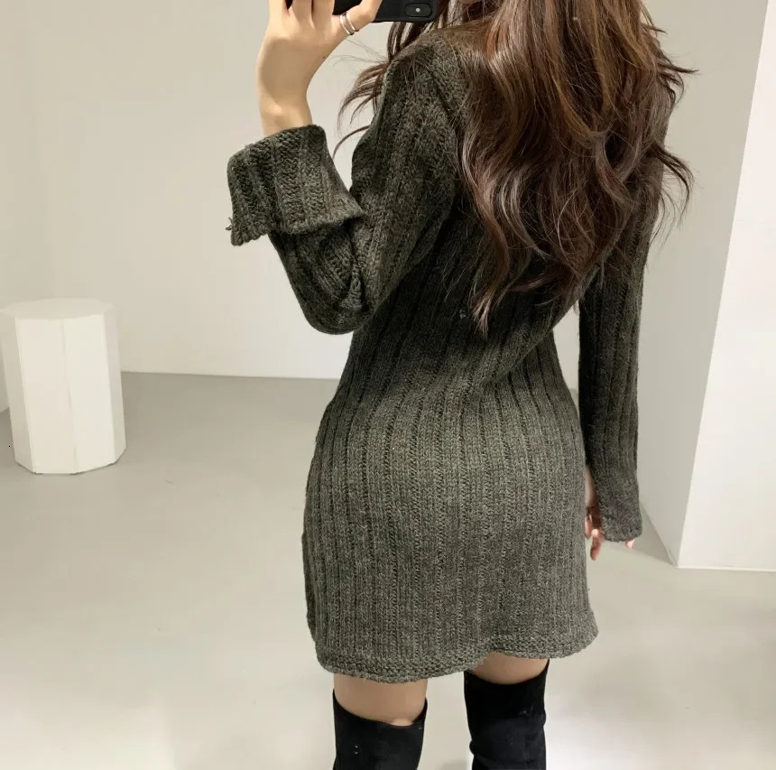 Sweater Dress for Women Long Sleeve Cable Knit Button Down Knitted Mini Teengirl Fall Winter Chic Outfit 251027