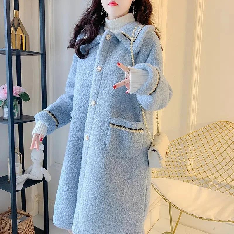 Plus Size Womens MidLength Oversized Coat Fashionable Autumn Winter Loose Fit Wool Blend Collared Jacket Versatile Casual S 251027