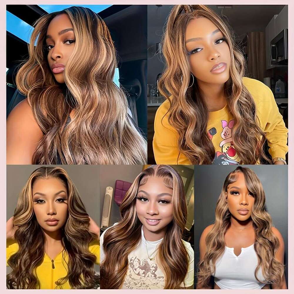 32 Inch Honey Human Wig With 180% Density 13X4 - Ombre Blonde To Brown Balayage, Pre-Plucked Baby Hair & Glueless Closure, Body Wave Hairline For Wome
